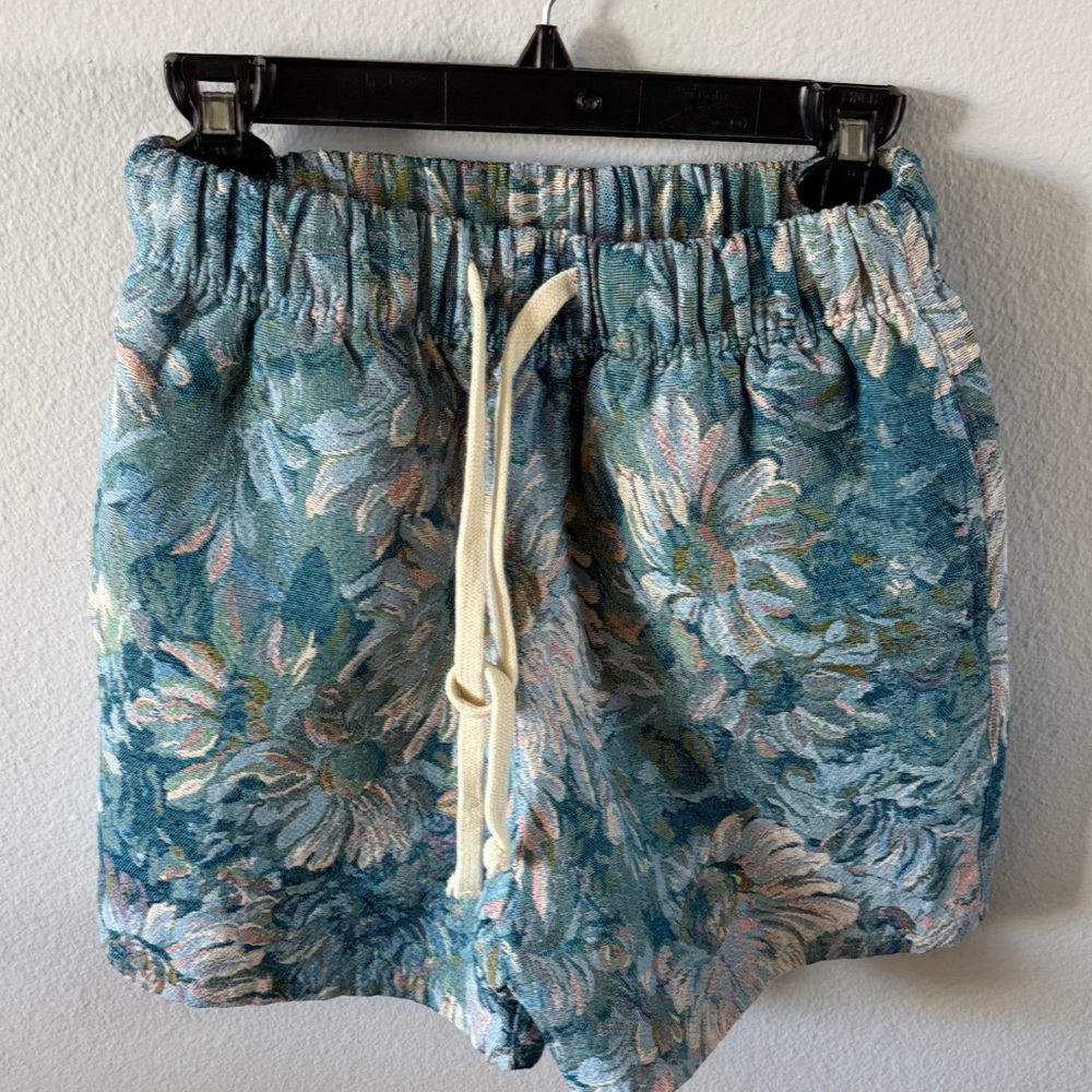 PacSun Teal Floral Drawstring Athletic Shorts